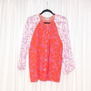 Tucker NYC Classic Blouse Citrus Love Duet in Crepe de Chine Silk Top